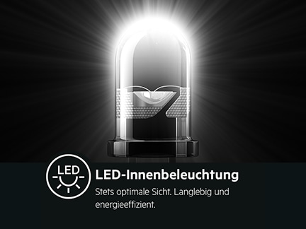 Leuchtende LED für optimale Sicht im Kühlschrankinnenraum.